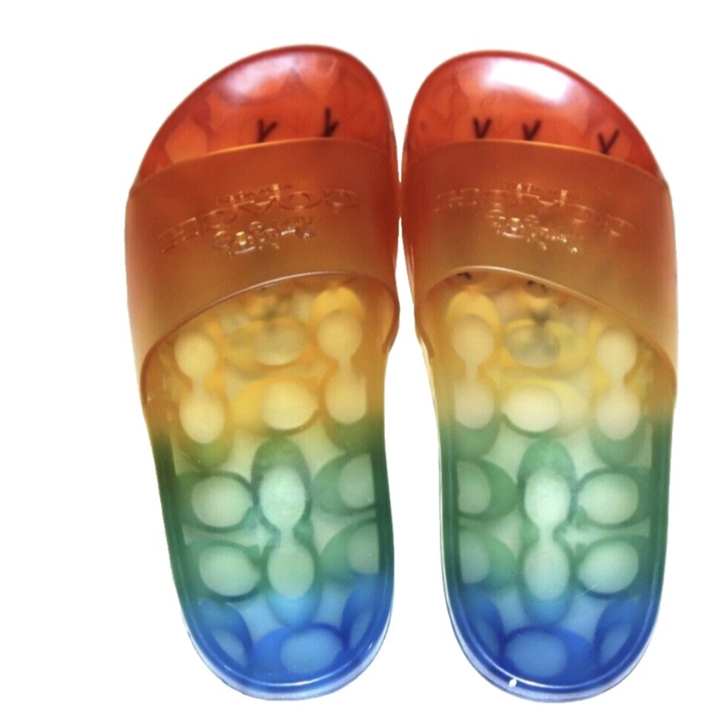 NEW Coach Rainbow Slide Sandals Size 6B